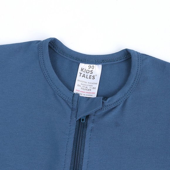 *NWT* BABY ROMPER Bodysuit Short Sleeve Long Leg Double Zipper Blue Cotton Boy - Picture 4 of 15